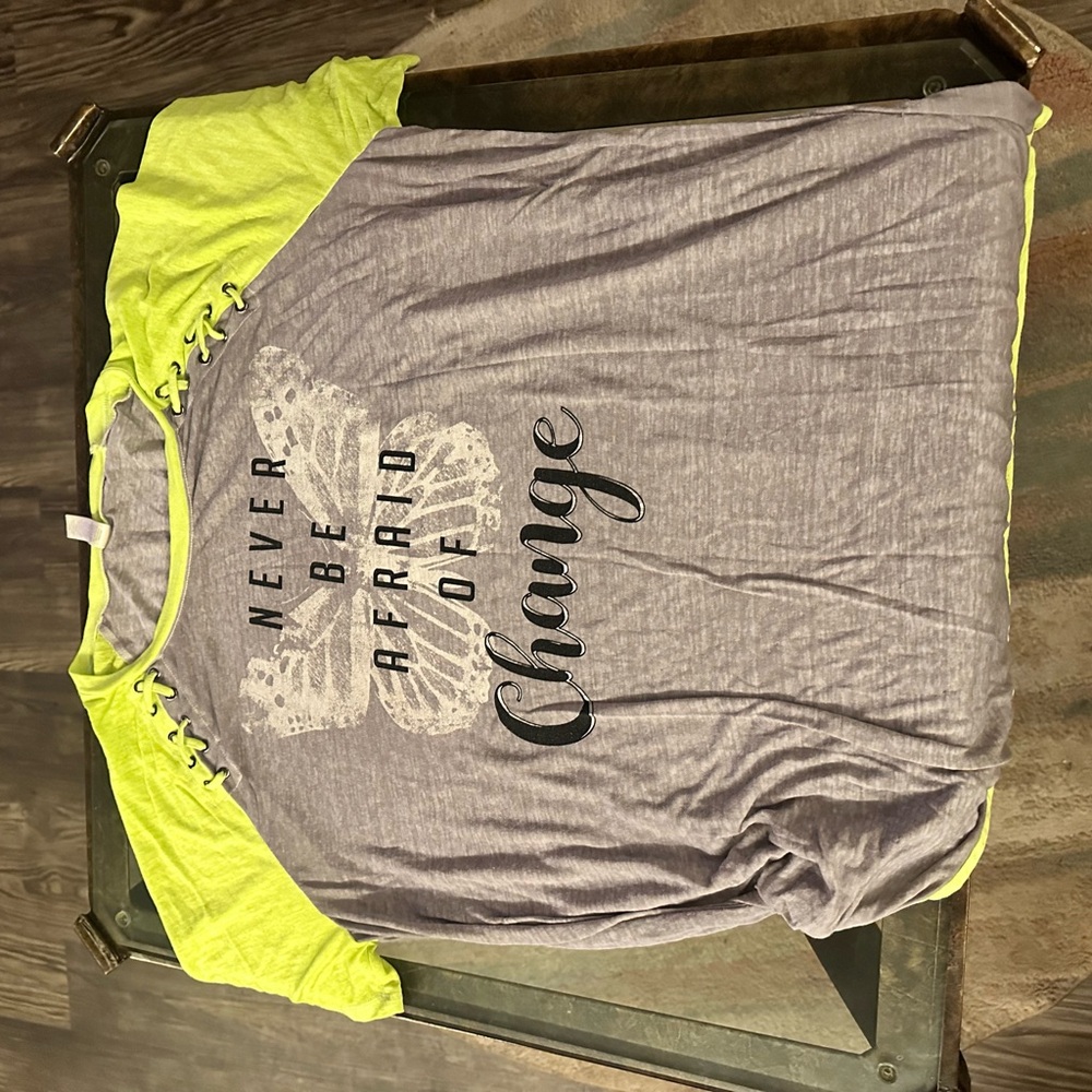 Gray and Neon Yellow Graphic Tee